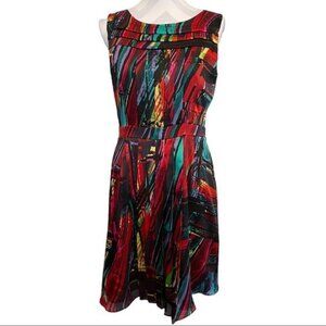 ELLEN TRACY Multicolor Deep Tones Fit &amp; Flare Sleeveless Dress